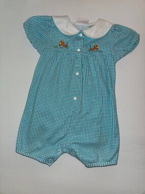 Vintage Blue Gingham Romper by Small Steps, 18 mo